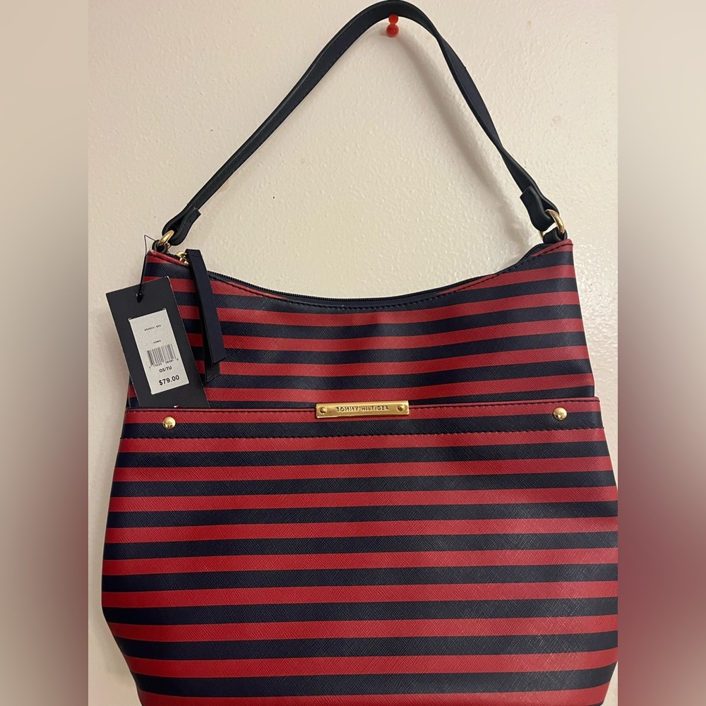 NWT Tommy Hilfiger Navy and Red striped Shoulder Bag